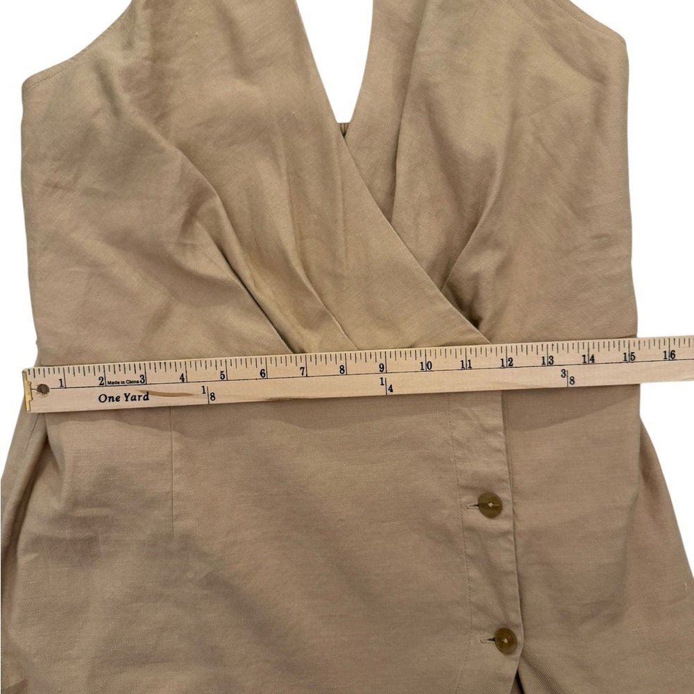 Anthropologie Linen Halter Wrap Dress Tan Size Large NWT - Picture 9 of 9